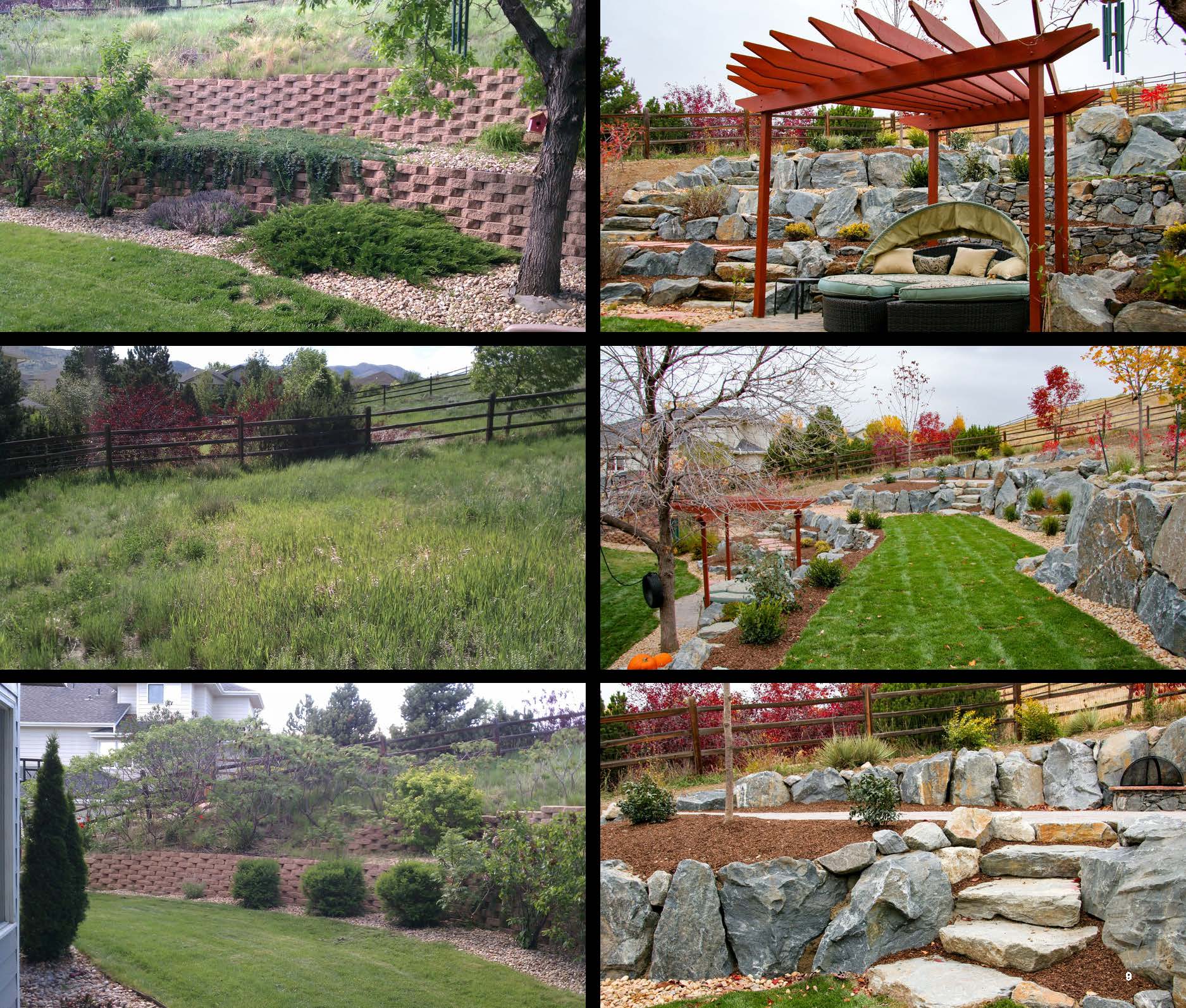 Before and after photo of a landscape project in greater Denver, Colorado.