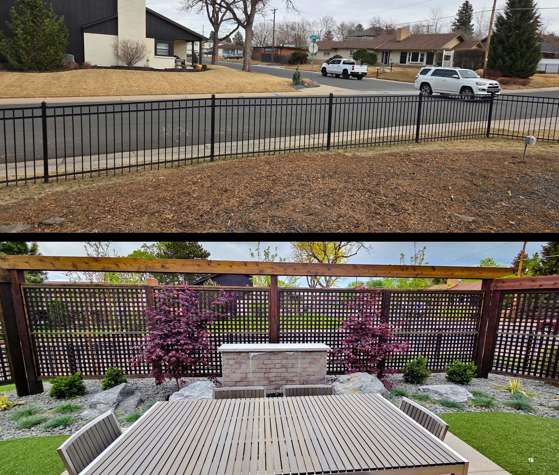 Before and after photo of a landscape project in greater Denver, Colorado.