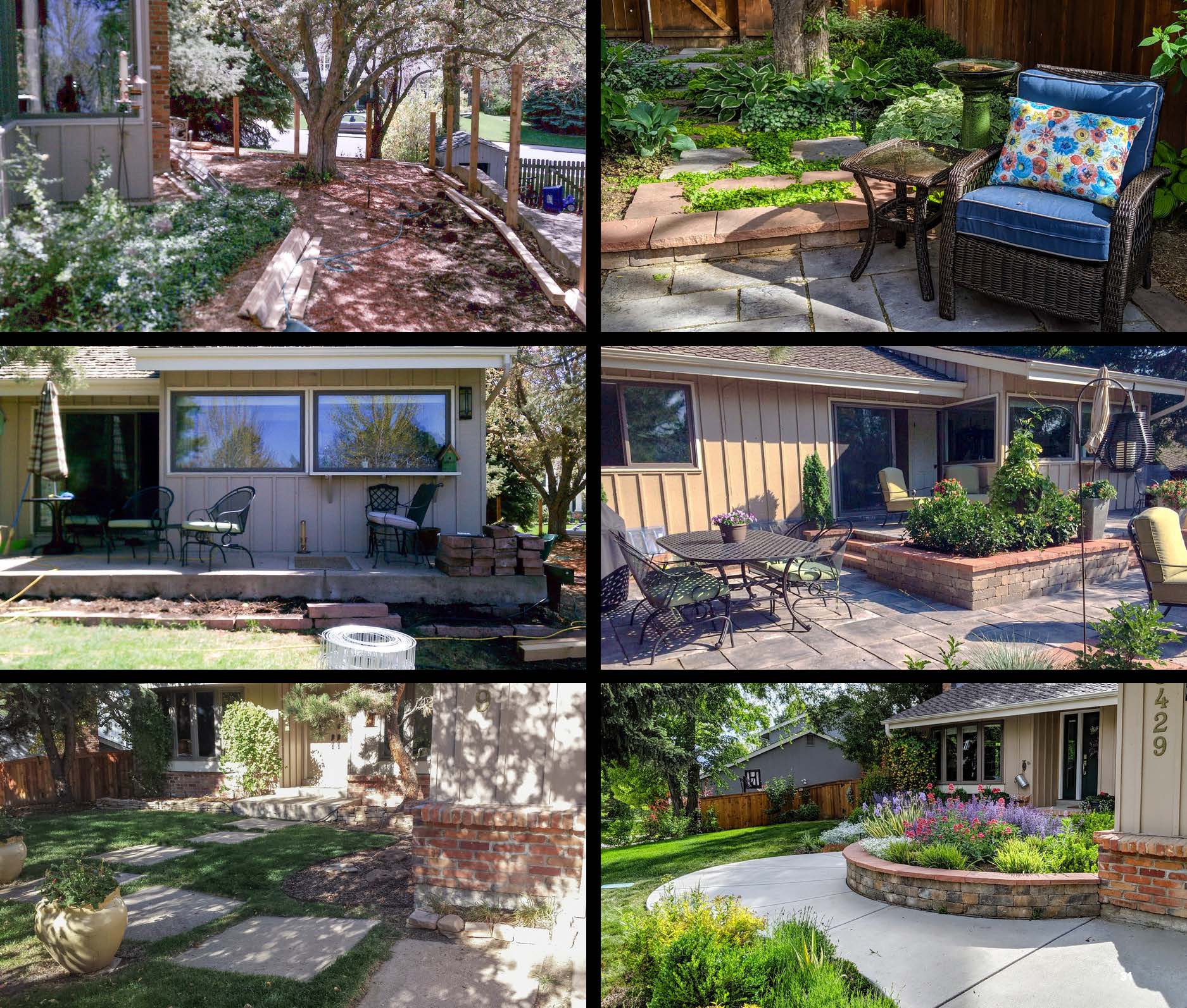 Before and after photo of a landscape project in greater Denver, Colorado.