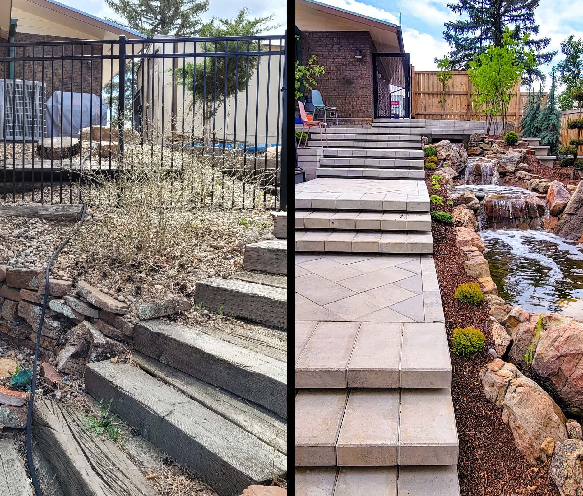 Before and after photo of a landscape project in greater Denver, Colorado.