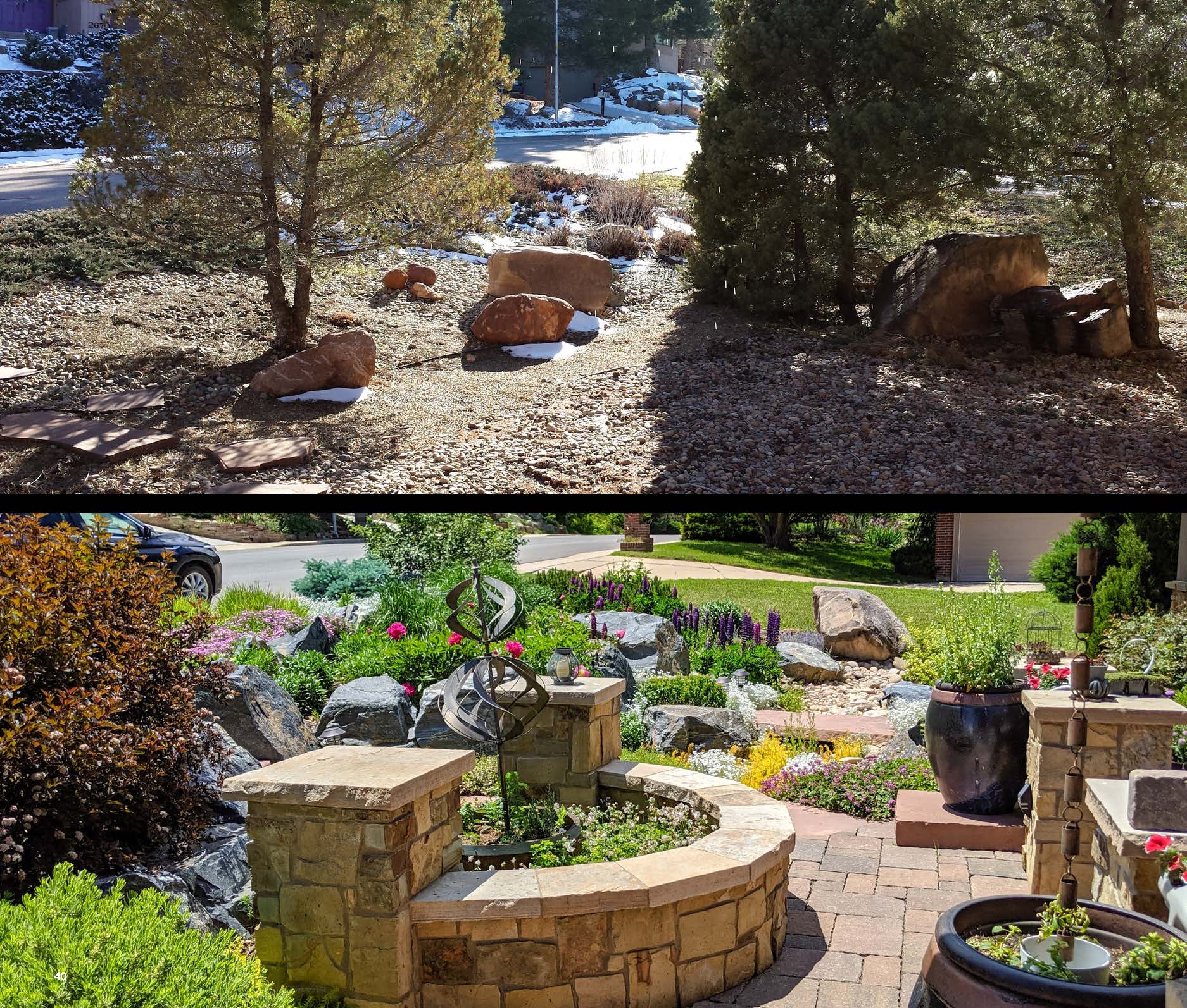 Before and after photo of a landscape project in greater Denver, Colorado.