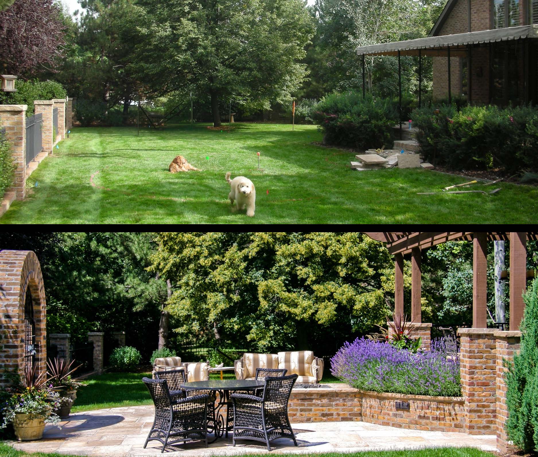 Before and after photo of a landscape project in greater Denver, Colorado.