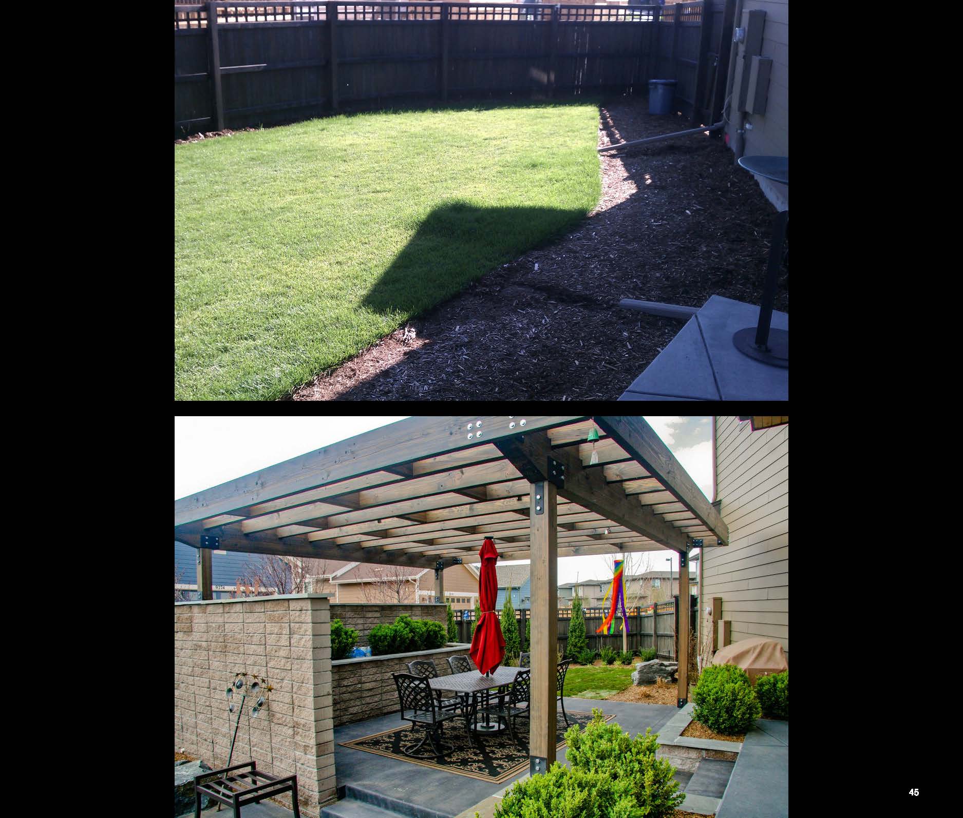 Before and after photo of a landscape project in greater Denver, Colorado.
