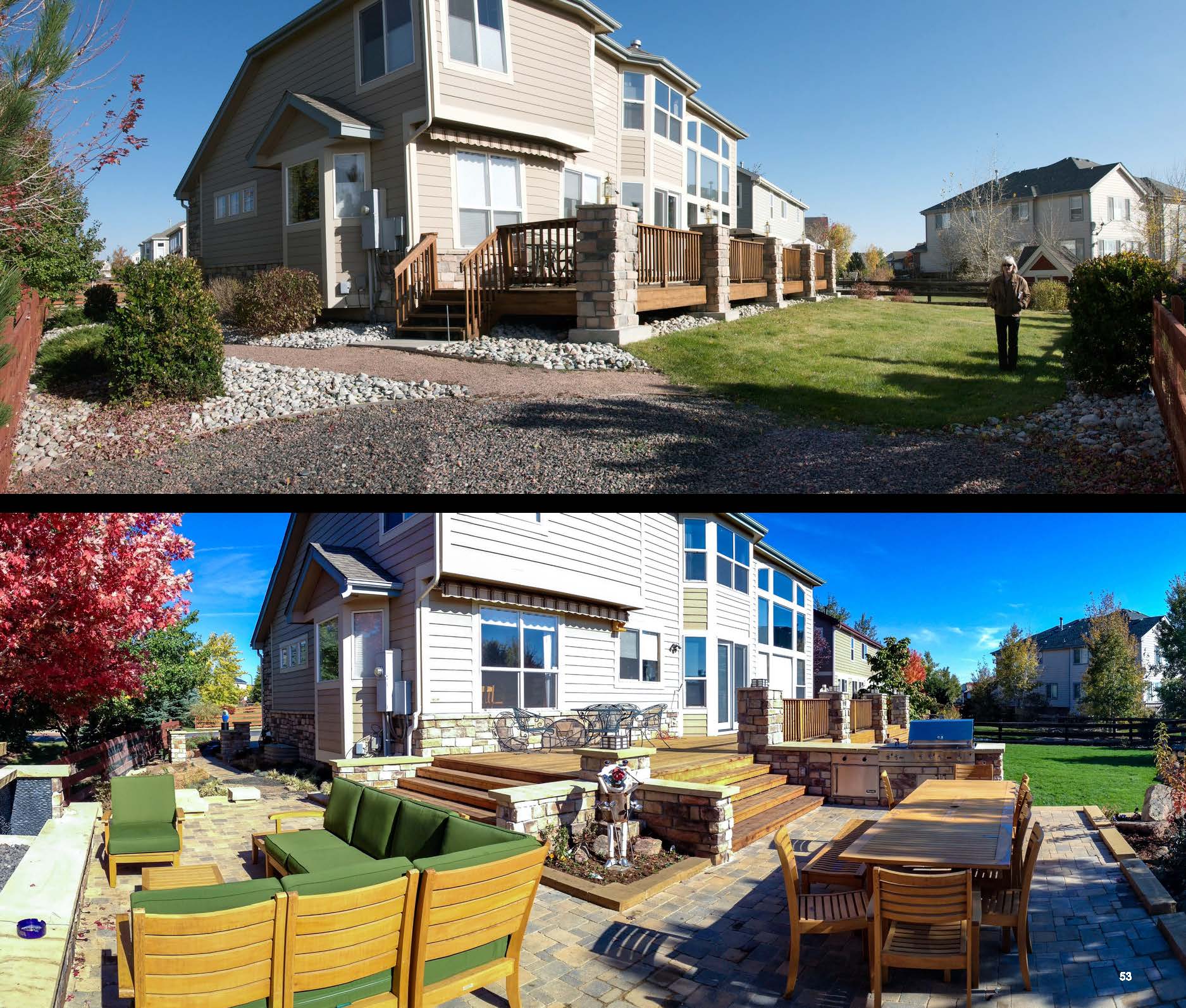 Before and after photo of a landscape project in greater Denver, Colorado.
