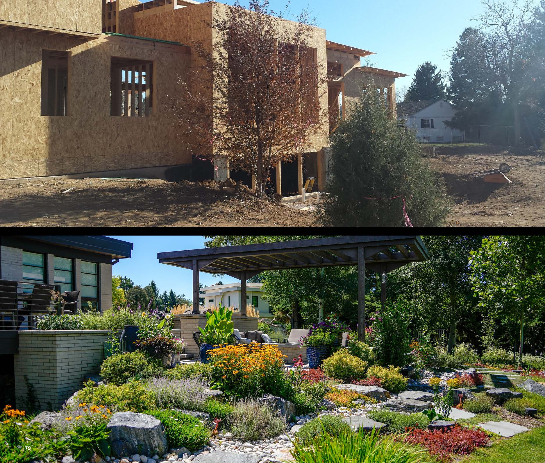 Before and after photo of a landscape project in greater Denver, Colorado.