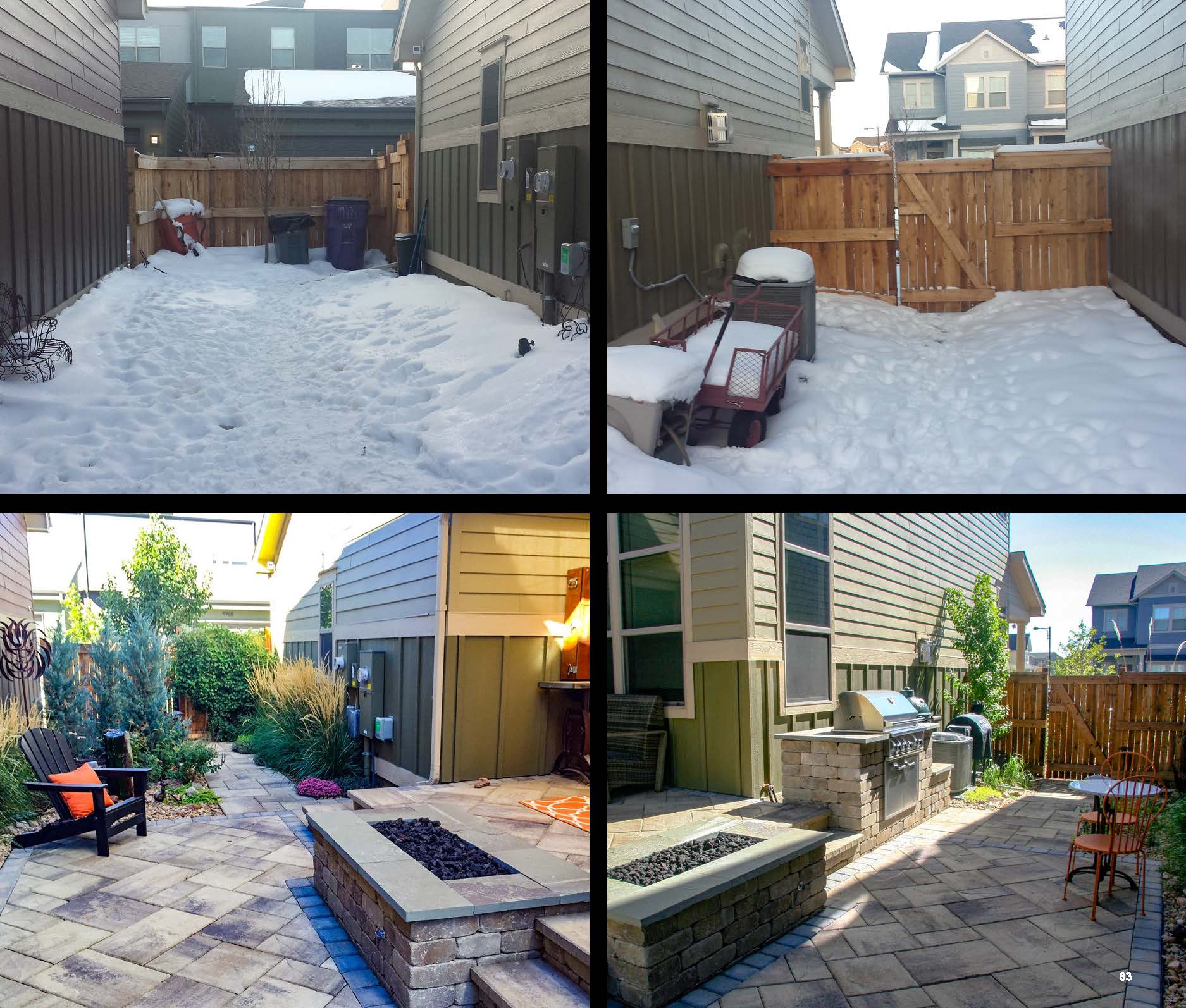 Before and after photo of a landscape project in greater Denver, Colorado.