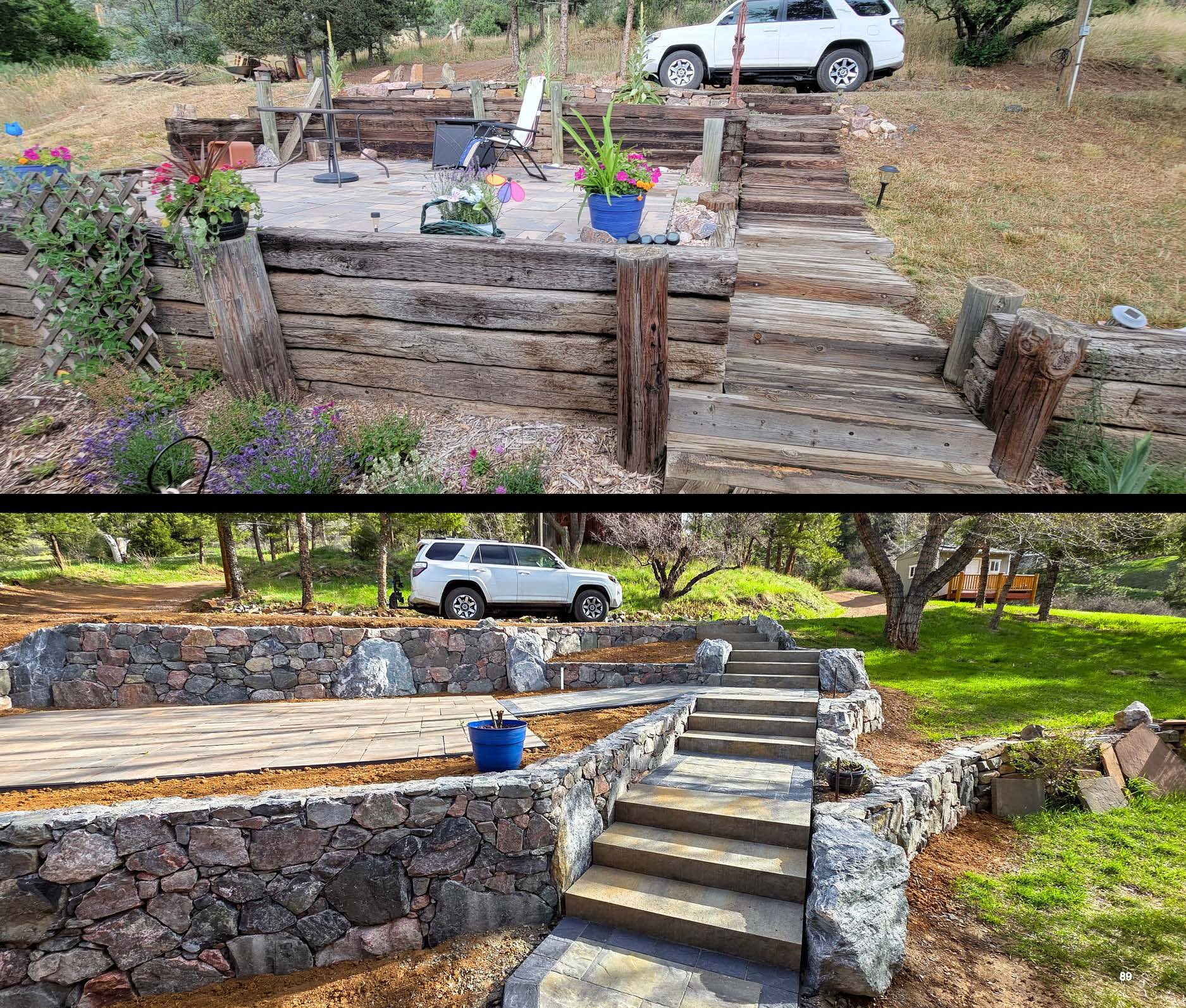 Before and after photo of a landscape project in greater Denver, Colorado.
