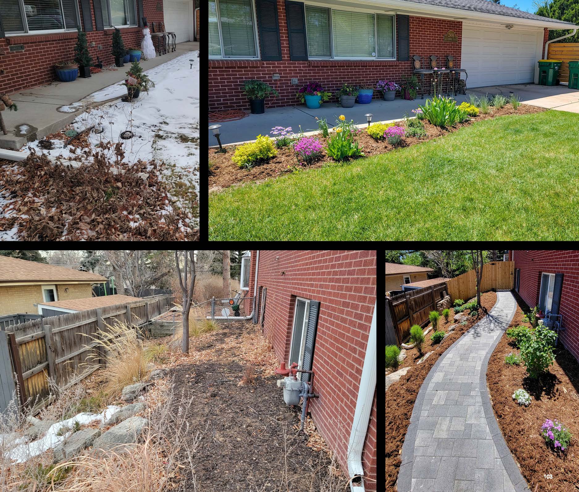 Before and after photo of a landscape project in greater Denver, Colorado.