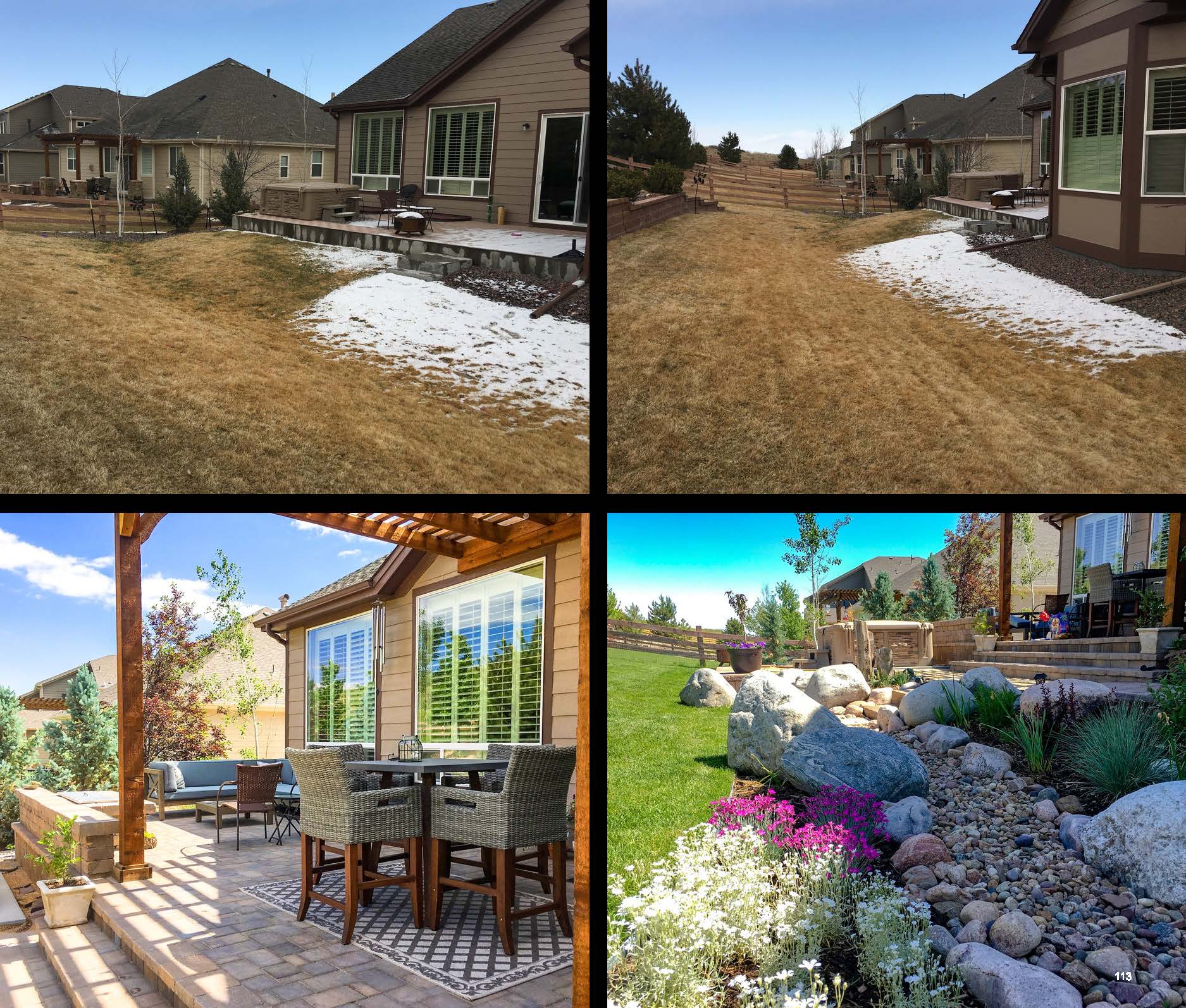 Before and after photo of a landscape project in greater Denver, Colorado.