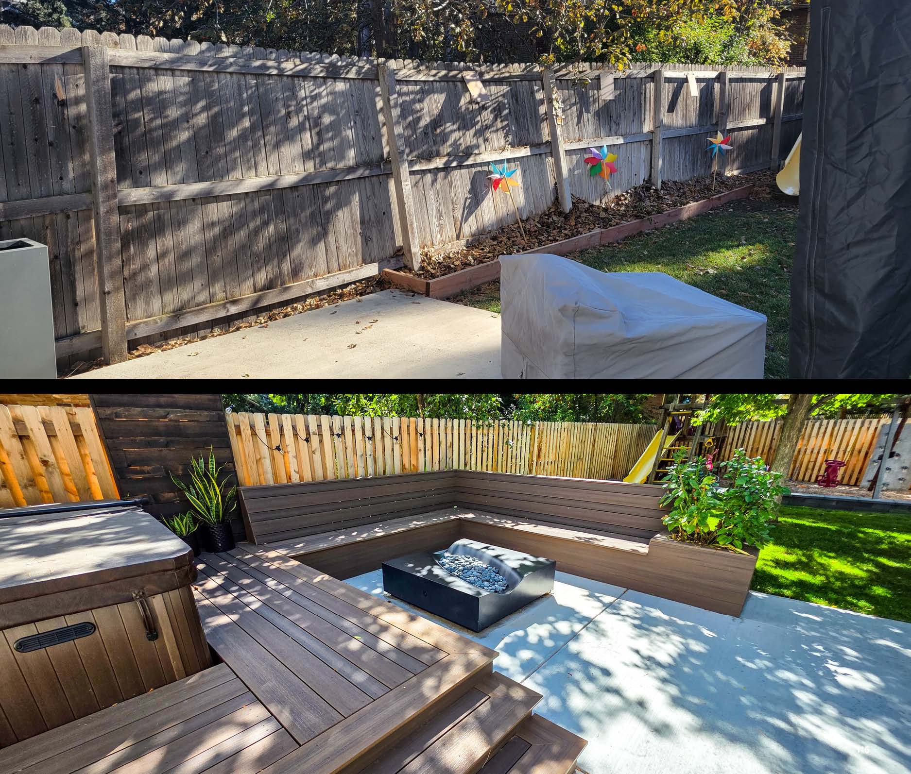 Before and after photo of a landscape project in greater Denver, Colorado.