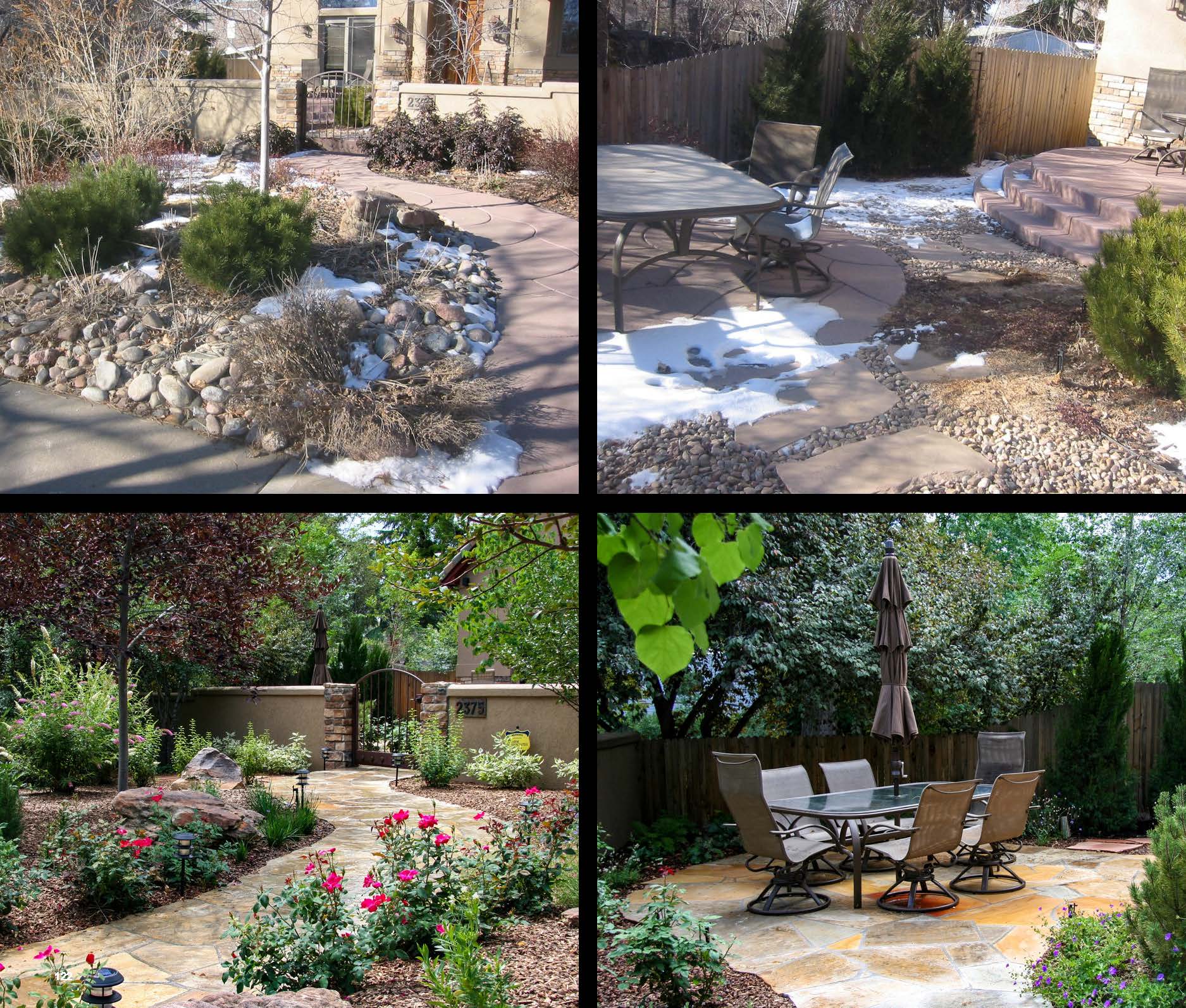 Before and after photo of a landscape project in greater Denver, Colorado.
